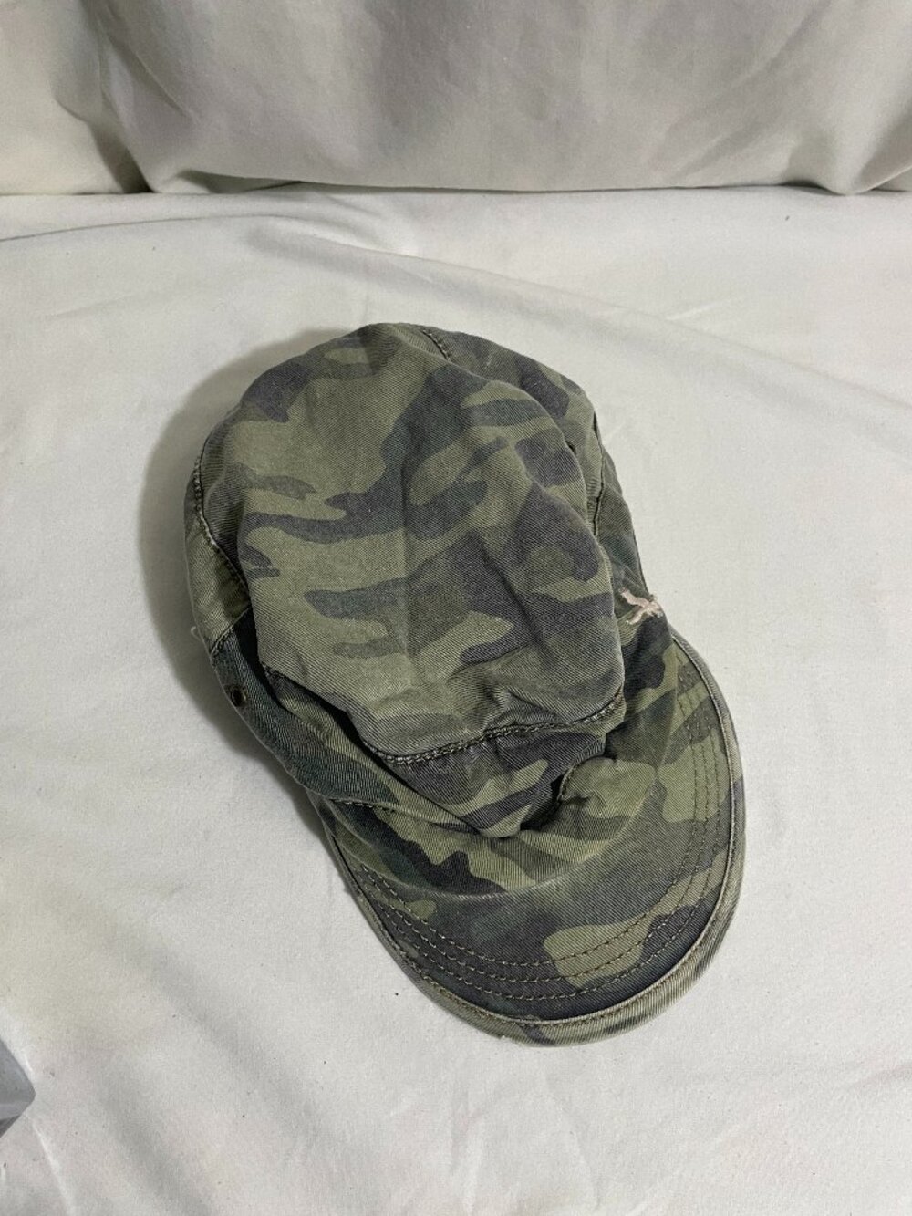 Vintage Y2K American Eagle Outfitters Camo Military Cadet Cap S/M Distressed